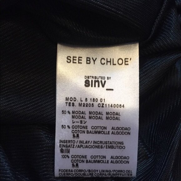 SEE BY CHLOE DRESS BLACK JERSEY KNIT SHIFT ITALY 46 US 10 - Picture 8 of 8